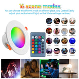 15W RGB Dimmable Recessed LED Spot Light with Remote - Modern Round Grille Downlight Ceiling Fixture for Home Lighting