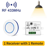 Wireless RF 433MHz Light Switch Kit - 10A Relay Receiver & Mini Wall Button
