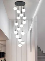 2026 Nordic White Ball Chandelier Lights Modern Led Long-Line Minimalist Lamp Living Room Villa Hotel Spiral Staircase Decor Lam