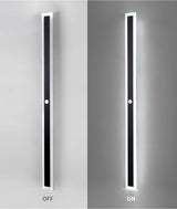 Outdoor Motion Sensor LED Long Wall Light (IP65 Waterproof, 90V-240V) - Modern Black Exterior Porch & Sconce Lamp Fixture for Villa, Garage & Garden