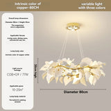 Modern Glass Leaf Pendant Chandelier for Living Dining Room Branch French Colorful Ceramics Leaf Pendant Light Kid Bedroom