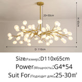 Creativity Firefly LED Chandelier Black Gold for Living Room Bedroom Hall Home Decor Indoor Lighting Minimalist Ceiling Pendant