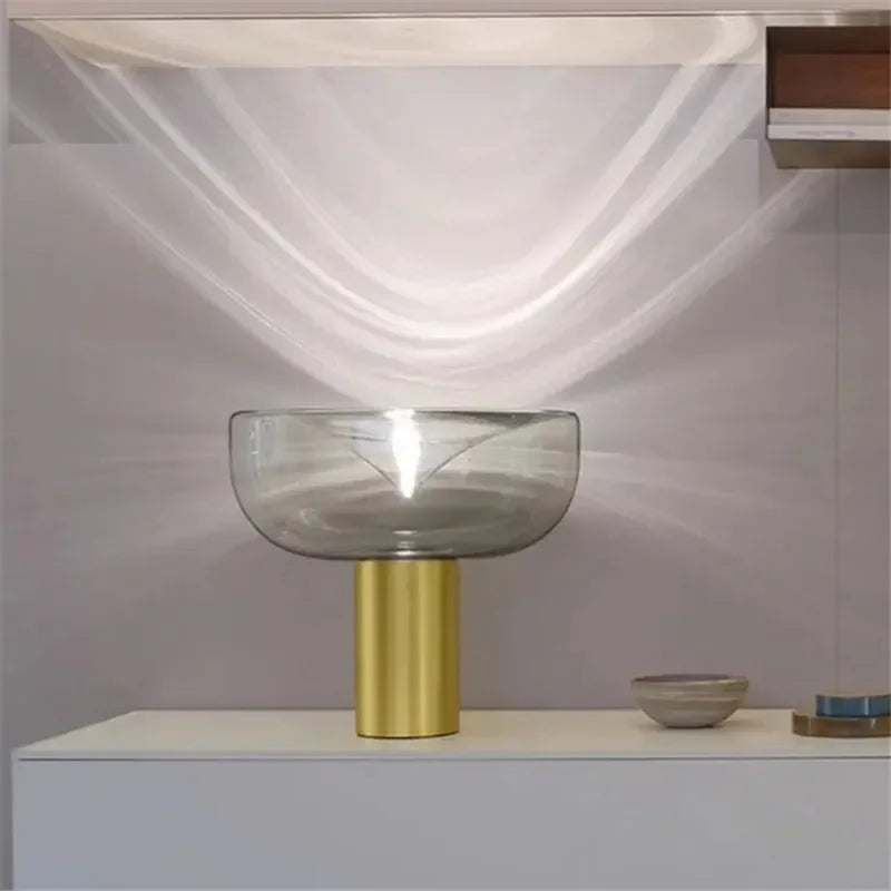 Nordic Design LED Desk Lamp Luxurious Transparent Glass Floor Lamp Creative Bedroom Desk Marble Room Decoration Lighting Fixture