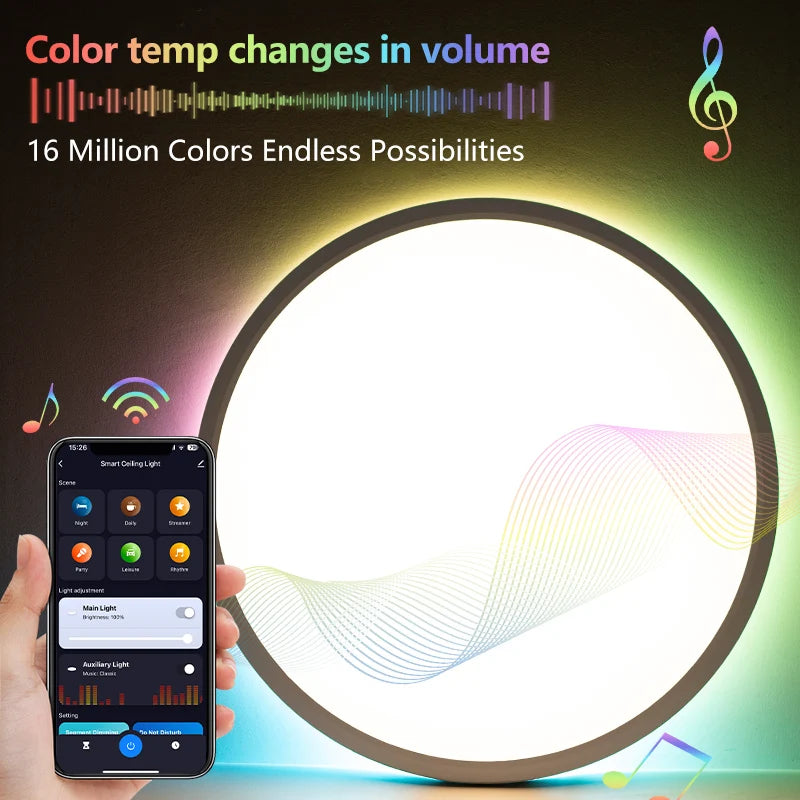 Tuya Ultra-Thin 0.98 Inch Smart LED Ceiling Light - 36W/28W RGB Dimmable Alexa Lamp