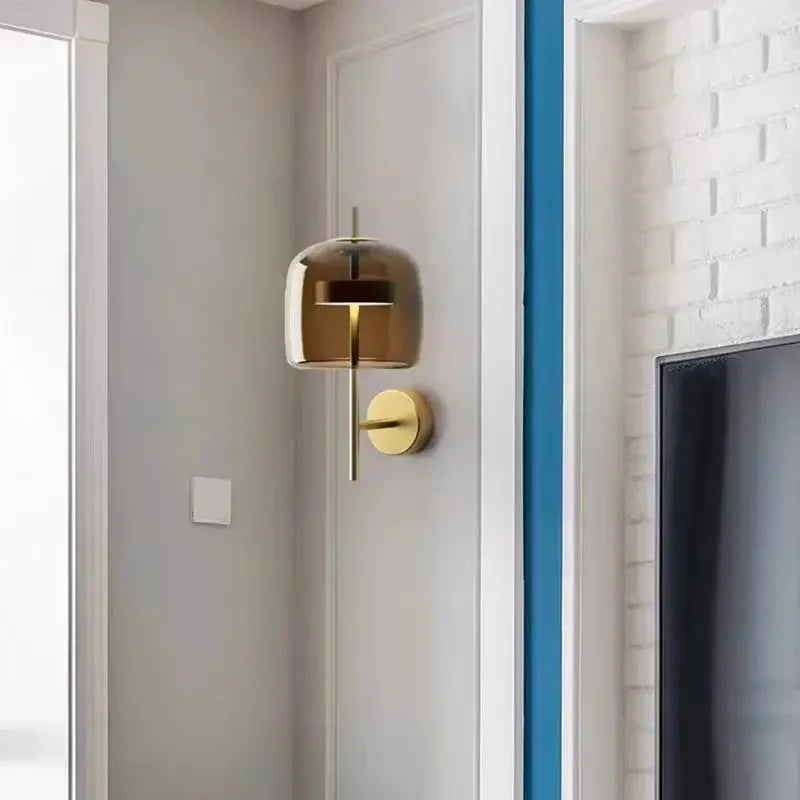 Elegant Glass Wall Lamp - Nordic-Style Sconce for Bedroom & Living Room