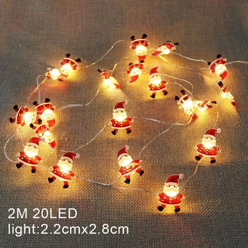 Santa Claus 2M 20LED String Lights Home Christmas Decoration Christmas Tree Ornaments 2022 Navidad Children Gifts New Year 2023