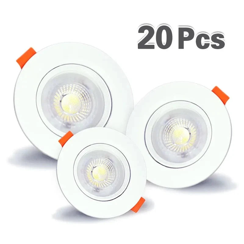 20pcs Led Downlight 5W 7W 9W 12W 110V/220V Ceiling Lamp Recessed Down Light Round/Square Leds Panel Light Spotlight