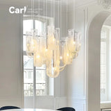 Ribbon Light Luxury Restaurant Cream Style Chandelier Designer Atmospheric High-end Staircase Chandelier Glass Chandelier