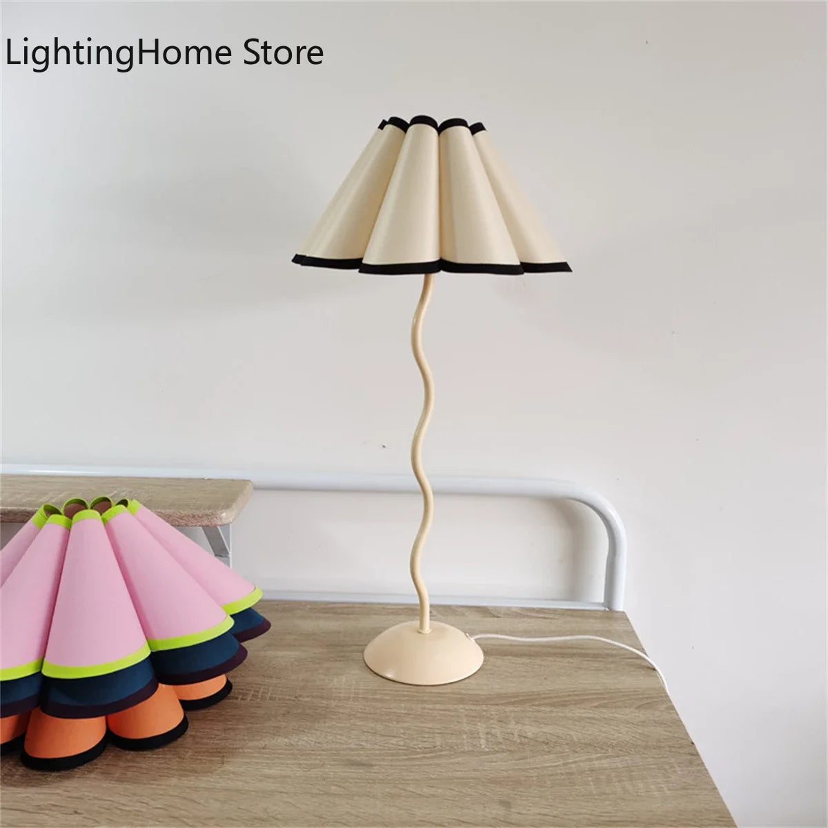 Table Lamp Ins Retro Pleated Umbrella Nordic Medieval Korean Master Bedroom Bedside Lamp Swing Iron Art Drop Shipping