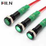 6mm mini 12v 24V LED Metal indicator light flat pilot light signal lamp red green blue orange white with 20cm cable