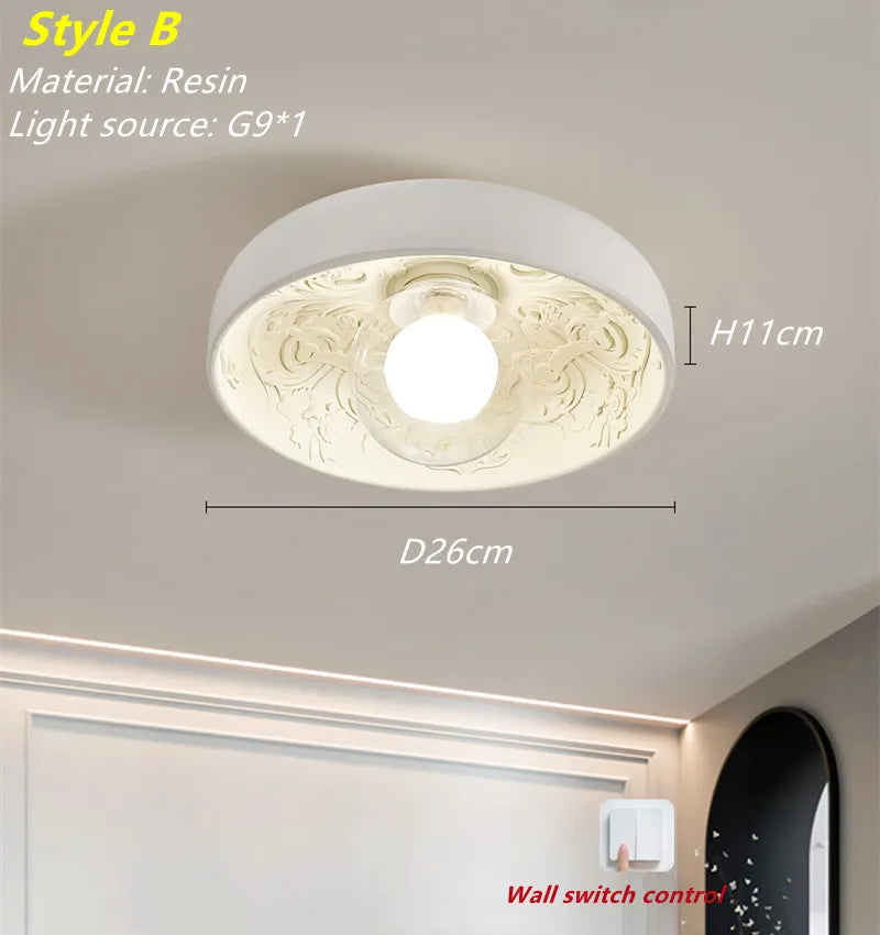 French Cream Wind Ceiling Lamp Balcony Cloakroom Porch LED Ceiling Light Simple Modern Bedroom Corridor Hanging Lighting Fixture