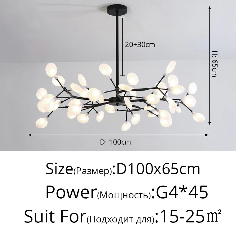 Creativity Firefly LED Chandelier Black Gold for Living Room Bedroom Hall Home Decor Indoor Lighting Minimalist Ceiling Pendant
