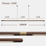 Minimalist Black Walnut Hanging Pendant Light Solid Wood Dining Lamp LED Long Strip Indoor Lighting for Living Room Kitchen Deco
