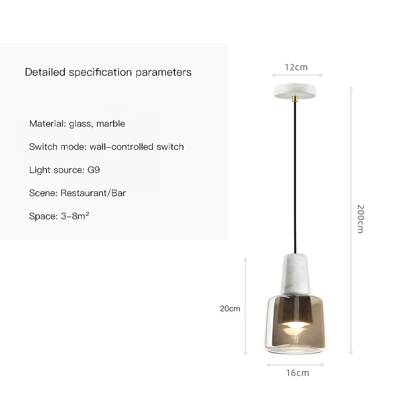 Nordic Simple White Marble LED Pendant Lamp For Bedroom Dining Room Bathroom Bedside Stone Decoration Small Chandelier Lights