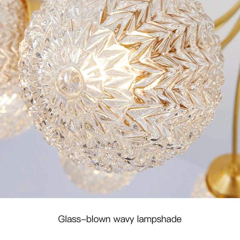 LED Chandelier For Living Room Children Bedroom Dining Room Kitchen Ceiling Lamp Modern Nordic Crystal Glass Ball Copper Lights