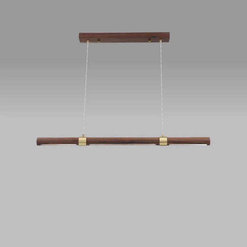 Wooden Long Chandelier Dining Table Decoration Hanging Lighting For Ceiling Dining Room  Pendant Lamp Copper Walnut  Led Ligh