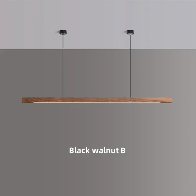 Nordic Wood Pendant Lights LED Modern Hanging Lamps Dining Living Room Kitchen Office Shop Long Strip Celling Lamp Home Decor
