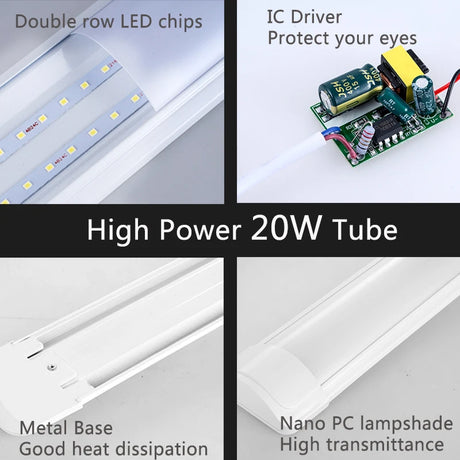 220V Led Tube Light Fixture High Brightness Lamp Tube Bar Lighting Bulb For Kitchen Home-Appliance Light Strip LED Luminaire