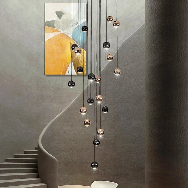 Modern Home Decor LED Lights Pendant Light Lamps for Staircase Chandeliers for Living Room Hanging Light Indoor Lighting