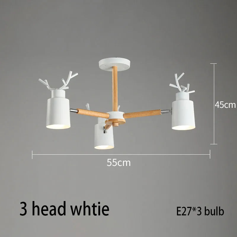 Log chandelier living room bedroom ceiling pendant light fixtures kitchen ceiling lighting deer design e27 light