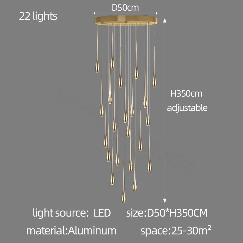 Nordic Style LED Modern Pendent Lamp Suitable For Villa Staircase Pendant Double-Layer Attic Ceiling Lamp Living Room Chandelier