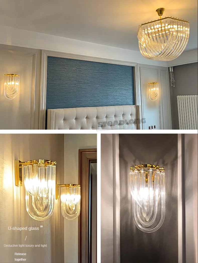 Nordic U -shaped Glass Tube Modern Chandeliers For Living Room  Restaurant Bedroom Bedside Ceiling Lamp Lustre Lamparas Fixtures