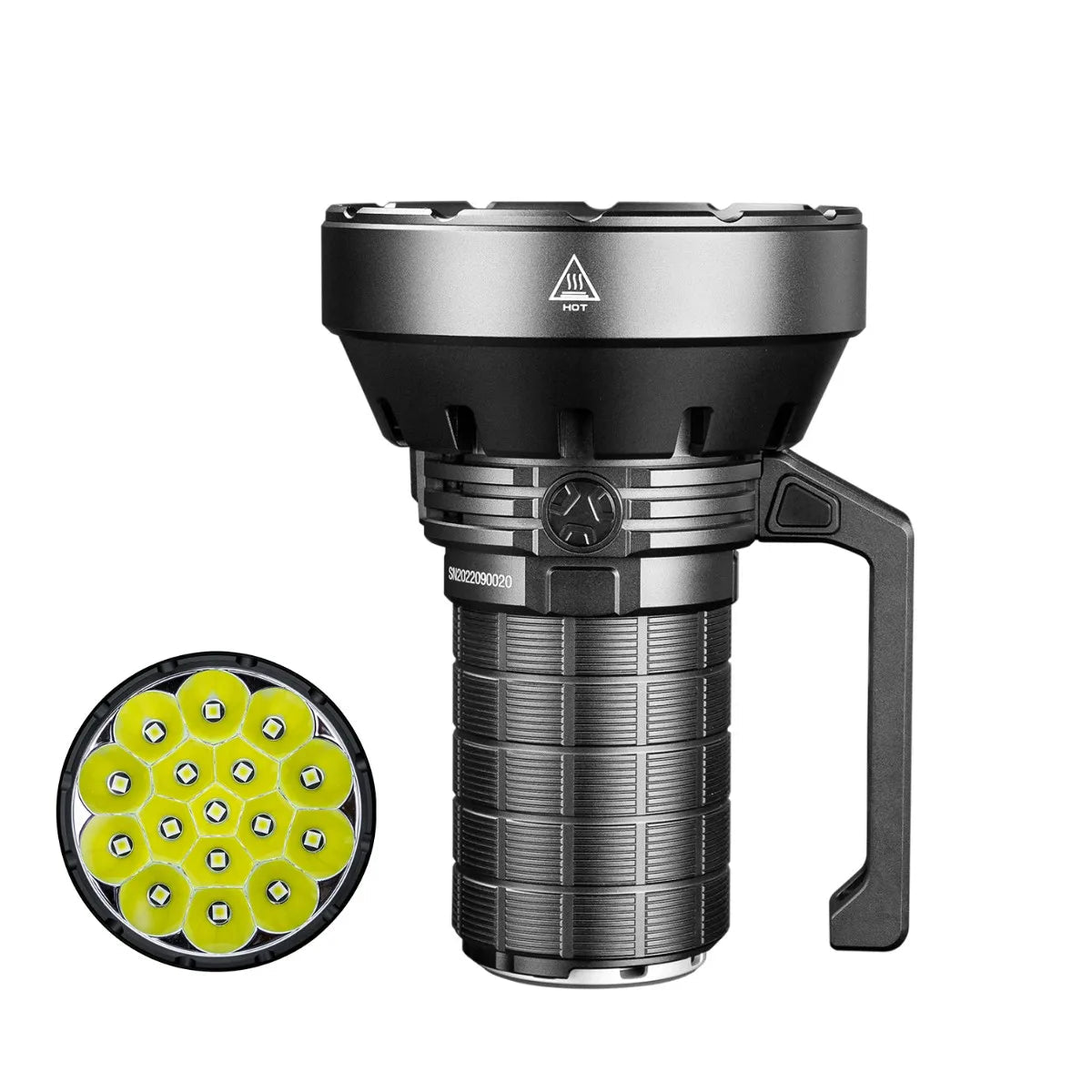 SR16 Tactical Flashlight 55000 Lumen Super Bright Searchlight XHP50.3 HI LED Rechargeable Lantern for Defense Torch