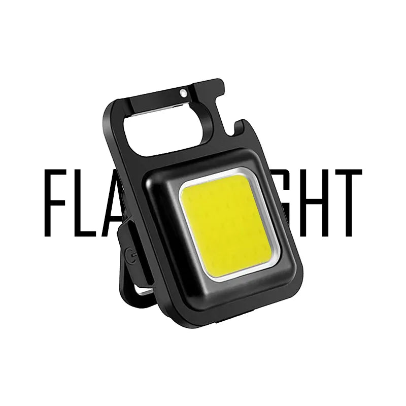 Mini LED Flashlight Work Light Rechargeable Glare COB Keychain Light Portable Flashlight Outdoor Camping Small Light Corkscrew