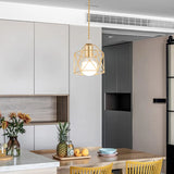Modern LED Metal Cage Pendant Light - Minimalist Iron Gold & Black Lamp
