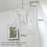 Cloudy White Glass Flower Petal Vintage Chandelier Italy Design Lighting Fixture LED Remote Dimmable Available Living Room Deco
