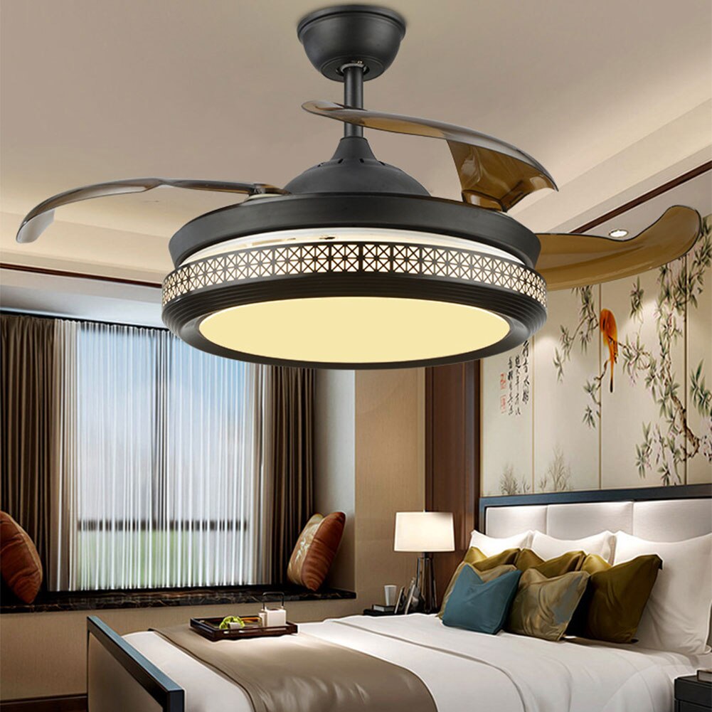 42 Inch Modern Ceiling Fan with LED Light and Remote Control Quite Motor 3 Colors 3 Speeds Fan Chandelier for Living Room