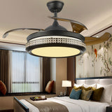 42 Inch Modern Ceiling Fan with LED Light and Remote Control Quite Motor 3 Colors 3 Speeds Fan Chandelier for Living Room