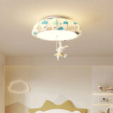 Cartoon Bear Horse Rabbit Ceiling Lamps for Children's Room Bedroom Nursery School Boy Girl Pink Blue Fabric Chandelier Light