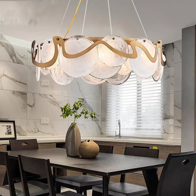 Light Luxury Modern Creative Cloud Glass Pendant Light Simple All Copper Lighting Room Decor for Living Rooms Villa Restaurant