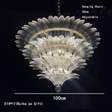 Petal Glass Flower Pendant Ceiling Lamp Minimalist Art Crystal Fringe Lamp for Living Room Staircase Villa Foyer Decor Lamp