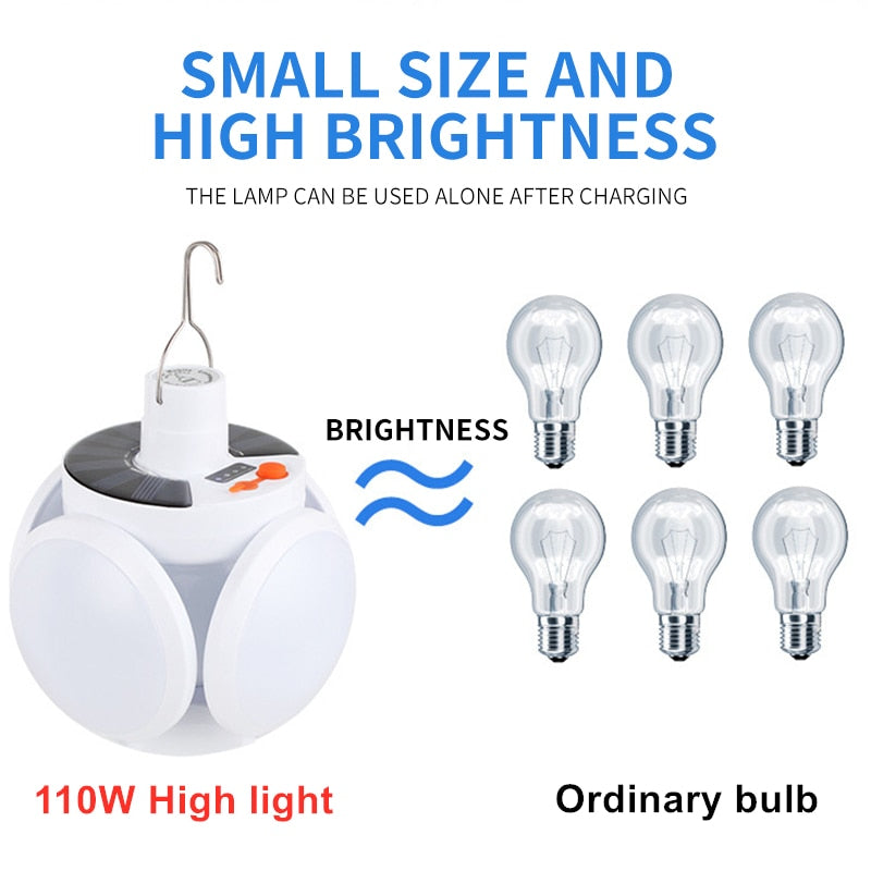 110W Solar LED Torch USB Rechargeable Night Light Outdoor Camping Lamp Emergency Lights Portable Searchlights Great Lantern led