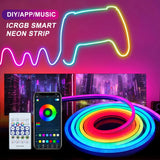 5V USB RGBIC Neon LED Strip Light with Bluetooth App Control & Music Sync - Flexible Waterproof Tape
