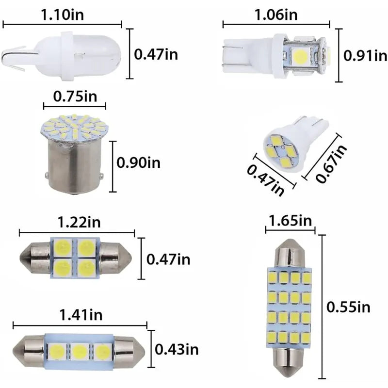 Car LED Lights Interior Lights 6000K 12V T10 168 2825 W5W 921 Kit For Car Vehicle Map Dome Door Trunk License Plate Light Bulb
