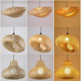 2025 Newest Bamboo Pendant Lamps Ceiling Lights Rattan Wicker Lustre Hand Knit Braiding Suspended Home Dining Braided Decor Hot