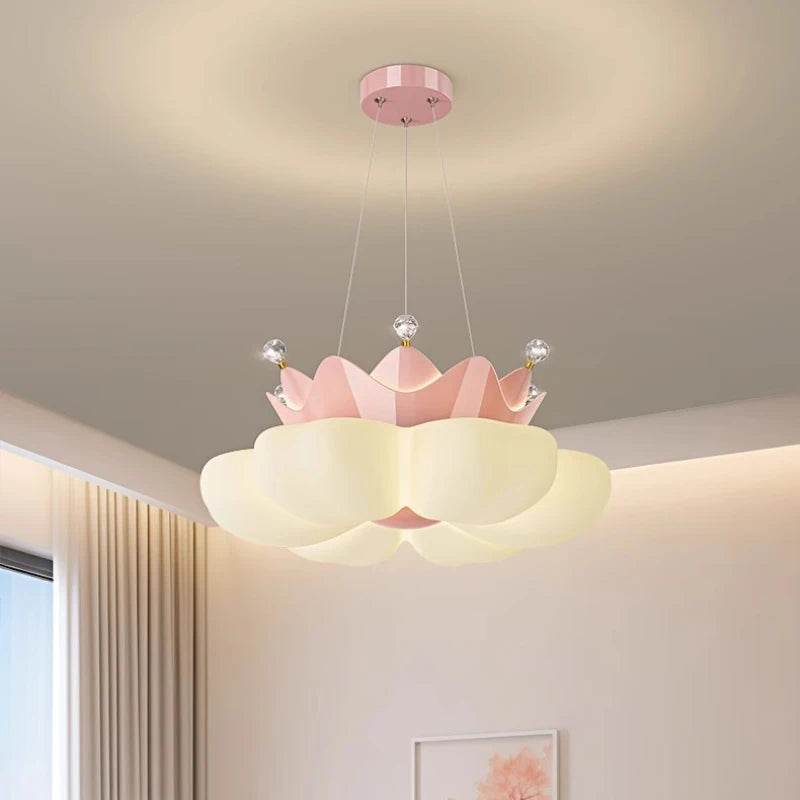 White pink Crown Petal Ceiling Lights LED Children's Room Light Warm Romantic Nursery Princess Room Girl Bedroom Ceiling Lamps