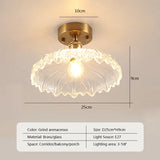 Retro LED Glass Ceiling Lights Nordic Brass Flower Aisle Decors Fixtures Living Room Corridor Balcony lamp Home Lighting Lusters'