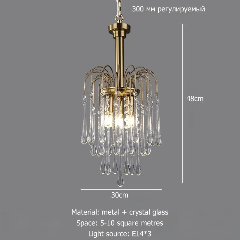 Artpad Retro French Branch Colorful Crystal Chandeliers for Living Room Romantic Raindrop Coloful Crystal Hanging Pendant Light