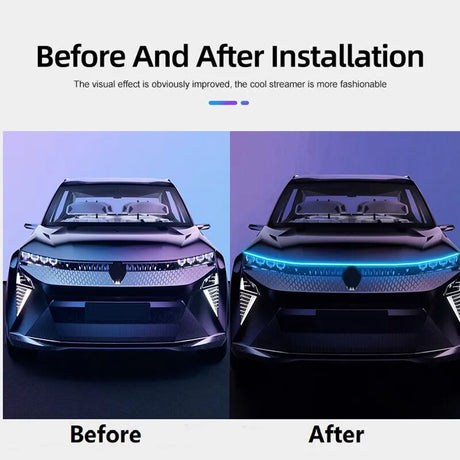 LED Car Hood Light with Turn Signal Scan and DRL.