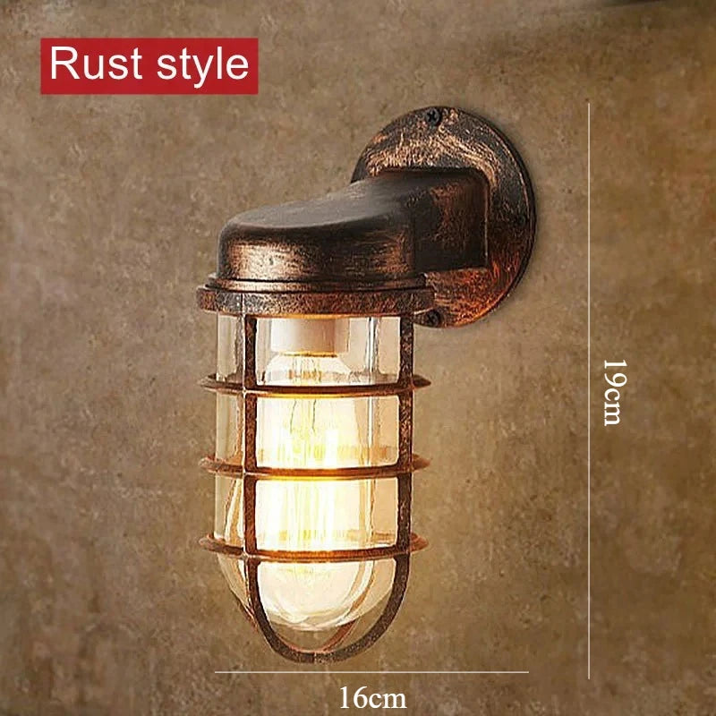 Retro Industrial Wall Lamp For Loft Coffee Bar Corridor Aisle Waterproof Outdoor Sconce Antique E27 Exterior Led Lights Fixture