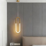 Brass U-shaped tube LED pendant lights Bedroom Bedside Long-line hanging lamp Kitchen Island Dining table Home Decor Luminaires