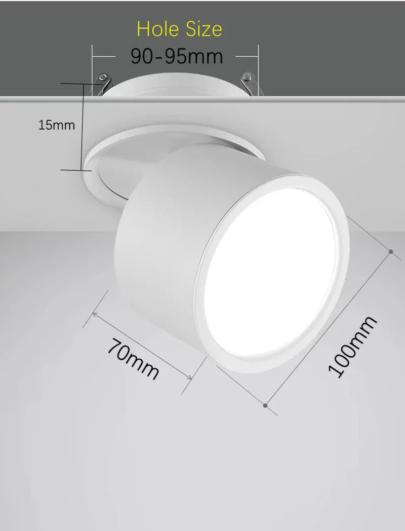 Dimmable LED Downlights Anti-glare Folding Rotation Recessed Ceiling Lamp 9W 12W 15W 20W 110V 220V Driver COB LED Spot Lights