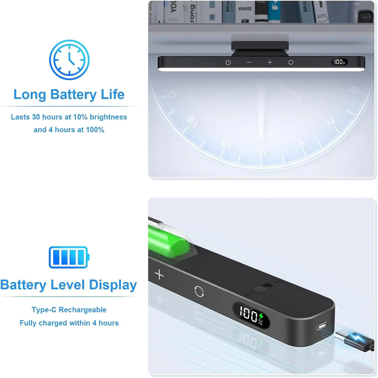 Rechargeable LED Under-Cabinet Light - 3 Colors Dimmable Makeup & Closet Light