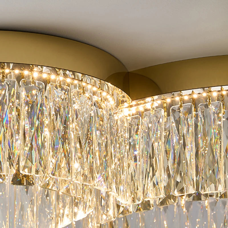 Modern Round Crystal Ceiling Light for Living Room Dining Room Bedroom Study Gold Minimalist LED Indoor Decor Ceiling Lamp