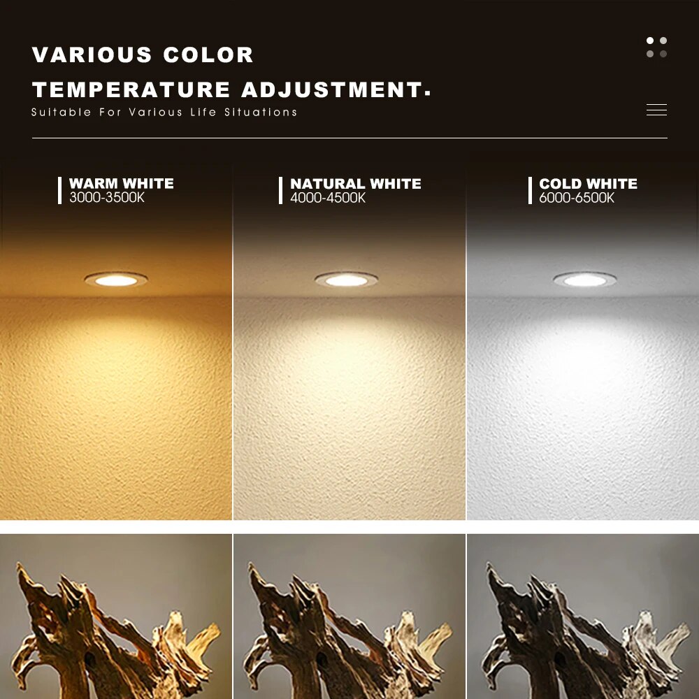 IP65 Waterproof Downlight Spotlights Anti-glare LED Ceiling Recessed Spot Light Anti-glare Kitchen Bathroom Shower Room Lighting