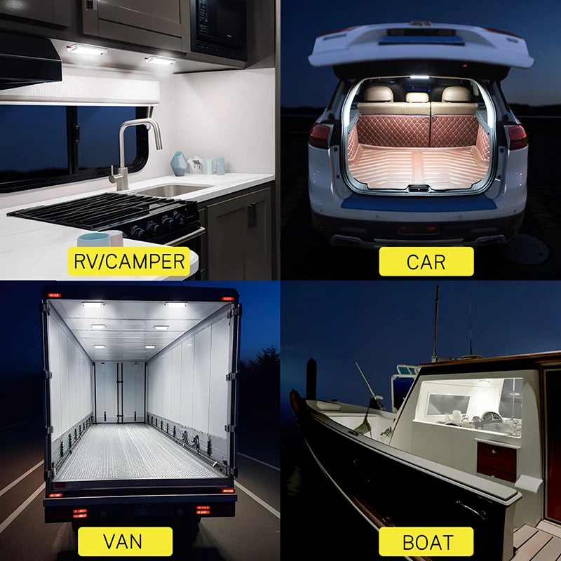 72 LED 12V-24V Car Interior Light Bar - Ceiling Dome Lamp for RV, Van, Boat & Trailer